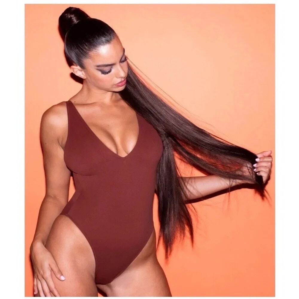 TA3 Hi Cut Plungey Copper Brown Lace Up Shaping Contour Cheeky SZ M Short